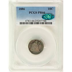 1886 Proof Seated Liberty Dime Coin Arrows PCGS PR66 CAC Amazing Toning