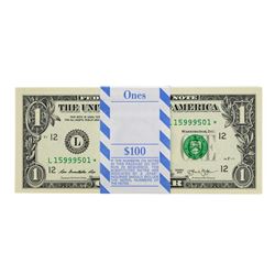 Pack of (100) Consecutive 2013 $1 Federal Reserve STAR Notes San Francisco