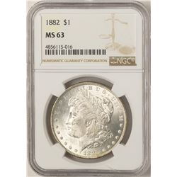 1882 $1 Morgan Silver Dollar Coin NGC MS63