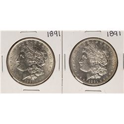 Lot of (2) 1891 $1 Morgan Silver Dollar Coins