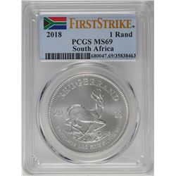 2018 South Africa Krugerrand Silver Coin PCGS MS69 First Issue
