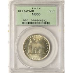 1936 Delaware Tercentenary Commemorative Half Dollar Coin PCGS MS66 Old Green Holder
