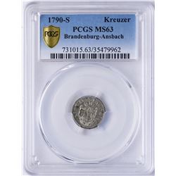 1790-S Brandenburg-Ansbach Kreuzer Coin PCGS MS63
