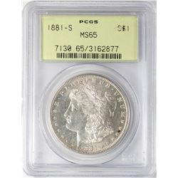 1881-S $1 Morgan Silver Dollar Coin PCGS MS65 Old Green Holder
