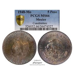 1948-MO 5 Pesos Mexico Coin PCGS MS66