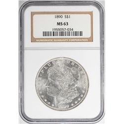 1890 $1 Morgan Silver Dollar Coin NGC MS63