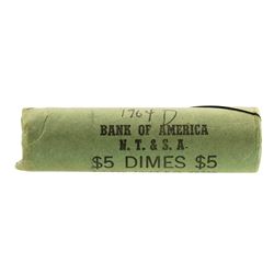 Roll of (50) Brilliant Uncirculated 1964-D Roosevelt Dime Coins