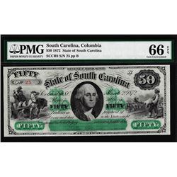 1872 $50 State of South Carolina Obsolete Note PMG Gem Uncirculated 66EPQ Low Serial