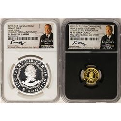 1792-2017 Half Disme 1/10 oz. Gold & 1oz. Silver Medals NGC PF70 W/ Moy Signature Set