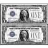 Image 1 : Lot of (2) Consecutive 1928A $1 Funnyback Silver Certificate Notes