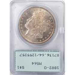 1882-O $1 Morgan Silver Dollar Coin PCGS MS64 Old Rattler Holder