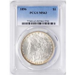 1896 $1 Morgan Silver Dollar Coin PCGS MS63