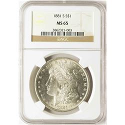 1881-S $1 Morgan Silver Dollar Coin NGC MS65