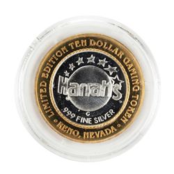 .999 Silver Harrahs Casino Reno Nevada $10 Casino Limited Edition Gaming Token