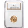 Image 1 : 1882 $5 Liberty Head Half Eagle Gold Coin NGC MS63