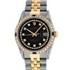 Image 2 : Rolex Mens Two Tone 14K Black Diamond String Lugs & Sapphire Datejust Wristwatch