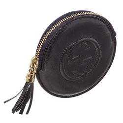 Gucci Blue Patent Leather Soho Round Coin Purse Wallet