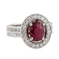 5.13 ctw Ruby and Diamond Ring - 18KT White Gold