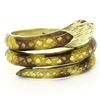 Image 2 : 14k Yellow Gold Yellow Brown Enamel Texture Wide Wrap Snake Ring