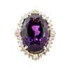 Image 2 : 43.00 ctw Amethyst And Diamond Ring - 10KT Yellow Gold