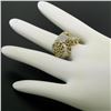 Image 7 : 18K Two Tone Gold 0.45 ctw Single Cut Diamond Open Work Dome Cocktail Ring