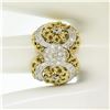 Image 8 : 18K Two Tone Gold 0.45 ctw Single Cut Diamond Open Work Dome Cocktail Ring