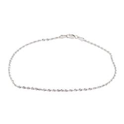 Diamond Cut Rope Chain Anklet - 14KT White Gold