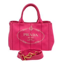 Prada Pink Canvas Small Canapa Tote Bag