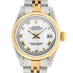 Rolex Ladies 2 Tone 14K White Roman 26MM Datejust Wristwatch