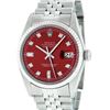 Image 2 : Rolex Mens Stainless Red Diamond 36MM Datejust Wristwatch