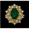 Image 2 : 3.68 ctw Emerald and Diamond Ring - 14KT Yellow Gold