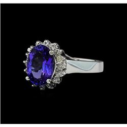 3.05 ctw Tanzanite and Diamond Ring - 14KT White Gold