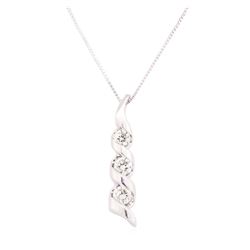 0.50 ctw Diamond Three Stone Pendant with Chain - 14KT White Gold