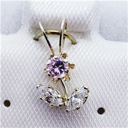 10K Yellow Gold Cz Flower Shaped Pendant, Made in Canada, Suggested Retail Value $120