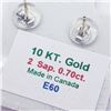 Image 4 : 10K Yellow Gold Sapphire(0.7ct) Earrings, Made in Canada, Suggested Retail Value $120