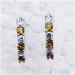 Silver Natural Citrine Cubic Zirconia Earrings, Suggested Retail Value $120