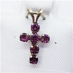 10K Yellow Gold Garnet Cross (2.75Mm)(0.52ct) Pendant, Made in Canada, Suggested Retail Value $240 (