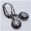 Image 3 : Silver Cz And Marcasite Leverback Earrings, Suggested Retail Value $160