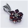 Image 2 : Silver Garnet Marcasite Flower Shape Pendant (~weight 2g), Suggested Retail Value $100