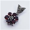 Image 3 : Silver Garnet Marcasite Flower Shape Pendant (~weight 2g), Suggested Retail Value $100