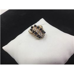 Ladies 14K Gold Natural Sapphire & Diamond Cluster Dress ring 1.62 CARAT with appraisal certificate