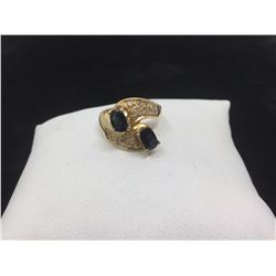 Ladies 18K Gold double solitaire ring with 1.56ct gemstones appraisal certificate if $7300.00