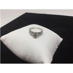 Ladies 14kt white gold diamond solitaire 1.36 carat engagement ring with appraisal certificate value