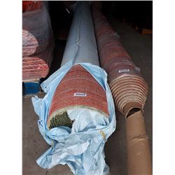 Roll of Broadloom commercial carpet, red ( sold per square yard x bid amount). 46 square yards