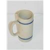 Image 1 : 4 3/4 HANDLED MUG W/ 2 BLUE BANDS & CENTRAL EMBOS