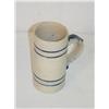 Image 1 : 6 1/4 STONEWARE HANDLED MUG W/ BLUE BANDS, TOOLED