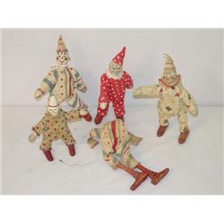 LOT (5) SCHOENHUT WOODEN CLOWNS: (4) LARGE (1 MIS
