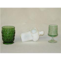 LOT (3) PCS. GLASSWARE: (1) 4 1/4 WHITE OPALESCEN