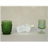 Image 1 : LOT (3) PCS. GLASSWARE: (1) 4 1/4 WHITE OPALESCEN