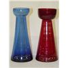 Image 1 : (2) COLORED HYACINTH VASES: (1) 8 1/4 COBALT & (1